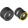 LEGO Noir Wheel 8mm D. x 9mm for Slicks, Hole Notched for Wheels Holder Pin, Reinforced Back with Yellow Rim Edge Pattern with Black Tire 14mm D. x 9mm Smooth Small Wide Slick