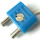 LEGO Blauw 2 Pin Electric Connector (Afgerond, smal met Kruislings ingesneden pinnen)