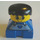 LEGO Blå 2x2 Duplo Base Klods Figur - Striped Overalls, Gul Hoved, Sort Hår Duplo figur