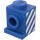 LEGO Blue Brick 1 x 1 with Headlight with Blue and White Stripes (left side) Sticker and No Slot (4070)