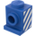 LEGO Blauw Steen 1 x 1 met Koplamp met Blauw en Wit Strepen (Links Kant) Sticker en geen slot (4070)