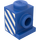 LEGO Bleu Brique 1 x 1 avec Phare avec blanc Diagonal Rayures (Droite) Autocollant et pas de fente (4070)