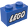 LEGO Blue Brick 1 x 2 with Lego Logo with Closed &#039;O&#039; with Bottom Tube (3004)
