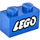 LEGO Blå Kloss 1 x 2 med &quot;LEGO&quot; med bottenrör (3004)