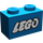 LEGO Blauw Steen 1 x 2 met &quot;LEGO&quot; met buis aan de onderzijde (3004)