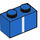 LEGO Blue Brick 1 x 2 with White Stripe with Bottom Tube (3004 / 66681)