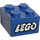 LEGO Azul Ladrillo 2 x 2 con Lego logo Old Style Blanco con Negro Outline (3003)