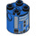 LEGO Azul Ladrillo 2 x 2 x 2 Circular con Death Estrella Imperial Astromech Patrón con sujeción del eje en forma de &quot;x&quot; con orientación en &quot;+&quot; (27948 / 30361)