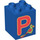LEGO Blue Duplo Brick 2 x 2 x 2 with P for Parot (31110 / 93012)