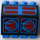 LEGO Blue Hinge Panel 2 x 4 x 3.3 with Red and Black doors decoration (2582 / 81834)