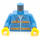 LEGO Blue Minifigure Torso Unbuttoned Jacket with Two Orange Stripes and Pockets, over Light-Blue Ribbed-Neck Shirt (76382 / 88585)