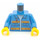LEGO Blauw Minifigure Torso Unbuttoned Jacket met Twee Oranje Strepen en Pockets, over Light-Blauw Ribbed-Neck Shirt (76382 / 88585)