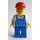 LEGO Blauw Overalls , Blauw Benen, Rood Pet Minifiguur