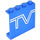 LEGO Blauw Paneel 1 x 4 x 3 met Wit &quot;TV&quot; logo zonder zijsteunen, volle noppen (4215)