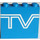 LEGO Blue Panel 1 x 4 x 3 with White &quot;TV&quot; Logo without Side Supports, Solid Studs (4215)