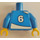 LEGO Blue Plain Torso with Blue Arms and Yellow Hands with Adidas Logo Blue No. 6 Sticker (973)