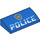 LEGO Blauw Helling 2 x 4 Gebogen met Politie Badge en &#039;Politie&#039; zonder buizen aan de onderzijde (61068 / 66000)