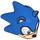 LEGO Blauw Sonic the Hedgehog Hoofd met Vleeskleur Gezicht met Grijns to Rechts (83492)