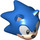 LEGO Blauw Sonic the Hedgehog Hoofd met Vleeskleur Gezicht met Grijns to Rechts (83492)