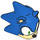 LEGO Blauw Sonic the Hedgehog Hoofd met Zandbruin Gezicht met Grijns to Links (28317)