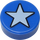 LEGO Blau Fliese 1 x 1 Runden mit Weiß Star Muster (25201 / 98138)