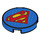 LEGO Blue Tile 2 x 2 Round with Superman Logo with Bottom Stud Holder (14769 / 29388)