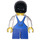 LEGO Boy, Blau Overalls, Schwarz Haar Minifigur