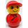 LEGO Boy mit Rot Hut und Rot all im Ein(e) Anzug mit diagonal zipper Primo-Figur