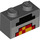 LEGO Stein 1 x 2 mit Minecraft Schwarz, Rot, und Gelb Blocks mit Unterrohr (3004 / 37228)