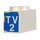 LEGO Brick 1 x 2 with &quot;TV 2&quot; Stickers from Set 664-1 with Bottom Tube (3004)