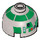 LEGO Brick 2 x 2 Round with Dome Top with Green R3-D5 Printing (with Axle Holder) (3262 / 10558)