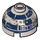 LEGO Brick 2 x 2 Round with Dome Top with R2-D2 Head with Dirt Splashes (Hollow Stud, Axle Holder) (18841)