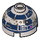 LEGO Brick 2 x 2 Round with Dome Top with R2-D2 Head with Dirt Splashes (Hollow Stud, Axle Holder) (18841 / 38102)