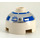 LEGO Klods 2 x 2 Rund med Dome Top med Sølv og Blå Mønster (R2-D2) (Sikkerhedskknops uden akselholder) (30367 / 83715)