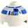 LEGO Klods 2 x 2 Rund med Dome Top med Sølv og Blå Mønster (R2-D2) (Sikkerhedskknops uden akselholder) (30367 / 83715)