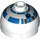 LEGO Stein 2 x 2 Rund mit Dome oben mit Silber und Blau Muster (R2-D2) (Sicherheitsnoppe ohne Achshalter) (30367 / 83715)