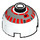 LEGO Stein 2 x 2 Rund mit Dome oben mit Silber und Rot R5-D4 Printing (Sicherheitsnoppe ohne Achshalter) (30367 / 83730)