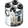 LEGO Klods 2 x 2 x 2 Rund med Dirty R2-D2 at Dagobah Mønster med bundakselholder &#039;x&#039; Form &#039;+&#039; Retning (1545 / 30361)