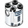 LEGO Stein 2 x 2 x 2 Rund mit R2-D2 Astromech Droid Körper mit unterem Achshalter &#039;x&#039; Form &#039;+&#039; Ausrichtung (30361 / 77797)