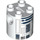 LEGO Stein 2 x 2 x 2 Rund mit R2-D2 Astromech Droid Körper mit unterem Achshalter &#039;x&#039; Form &#039;+&#039; Ausrichtung (30361 / 77797)