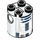 LEGO Backstein 2 x 2 x 2 Runden mit R2-D2 Astromech Droid Körper mit unterem Achshalter &#039;x&#039; Form &#039;+&#039; Ausrichtung (30361 / 77797)