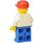 LEGO Brickster with White Shirt with Red LEGO Brick, Blue Legs, Freckles, and Blue Cap Minifigure