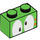 LEGO Bright Green Brick 1 x 2 with Lemmy Eyes with Bottom Tube (3004 / 94708)