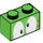 LEGO Leuchtend grün Backstein 1 x 2 mit Lemmy Augen mit Unterrohr (3004 / 94708)