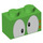 LEGO Leuchtend grün Backstein 1 x 2 mit Lemmy Augen mit Unterrohr (3004 / 94708)