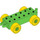 LEGO Bright Green Duplo Car Chassis 2 x 6 with Yellow Wheels (Modern Open Hitch) (10715 / 14639)