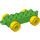 LEGO Bright Green Duplo Car Chassis 2 x 6 with Yellow Wheels (Modern Open Hitch) (10715 / 14639)