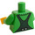 LEGO Fel groen Minifiguur Torso met Donkergroen Overalls (973 / 76382)