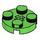 LEGO Leuchtend grün Platte 2 x 2 Runden mit Achse Loch (mit &#039;+&#039; Achsloch) (4032)