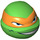 LEGO Bright Green Teenage Mutant Ninja Turtles Head with Michelangelo Face 2 (17828)